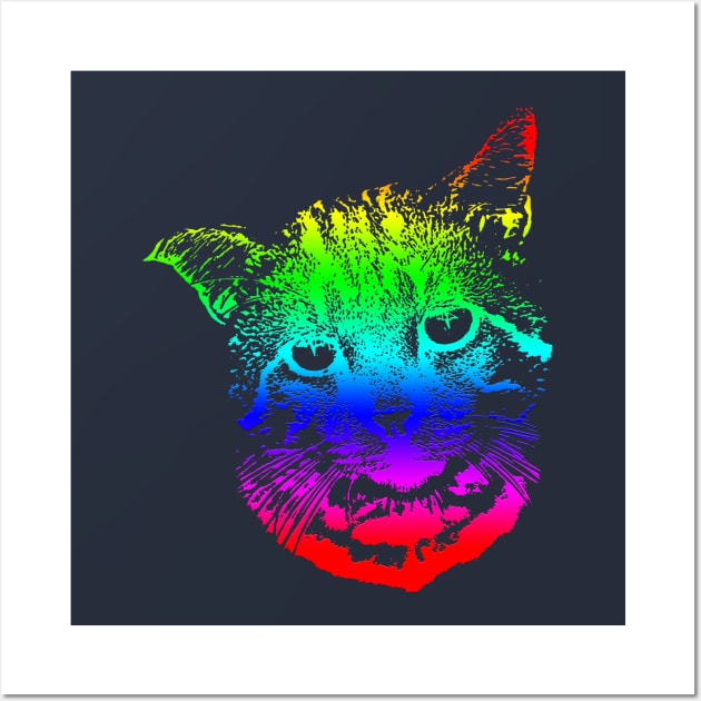 Rainbow Cat Design Wall Art by Aziz